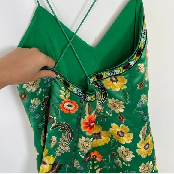 Alice and Olivia Tayla Lantern Floral Green Dress - Picture 6 of 6